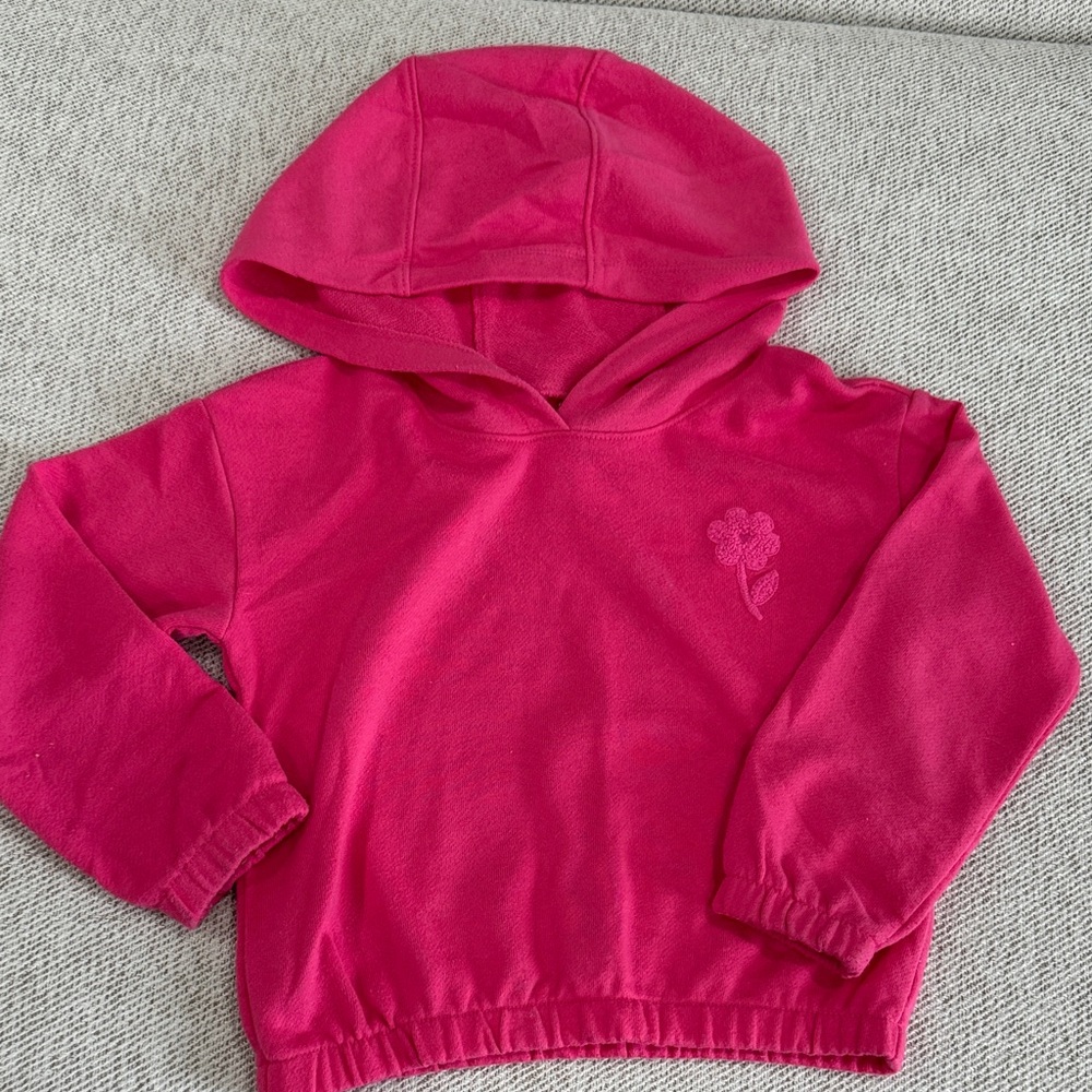 Kids Pink Hoodie with Flower Embroidery